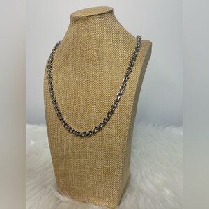 D’ORLAN Silver tone long chain Chain Signed Necklace